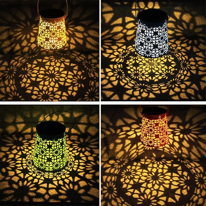 Garden Solar Lantern Set 4-Pack, Metal Garden Lighting