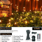 2-Pack 200 LED Christmas Fairy Lights, Remote & Timer Waterproof