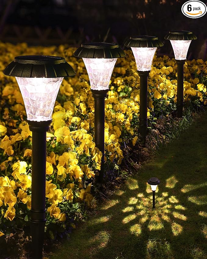 6-Pack Solar Pathway Lights, Waterproof LED Yard Lights
