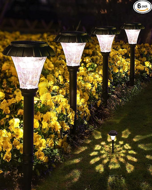 Solar Pathway Lights,6 Pack Solar Lights Outdoor Waterproof,Outdoor Solar Lights for Yard,Lawn,Patios, Garden,Landscape,Walkway,Driveway