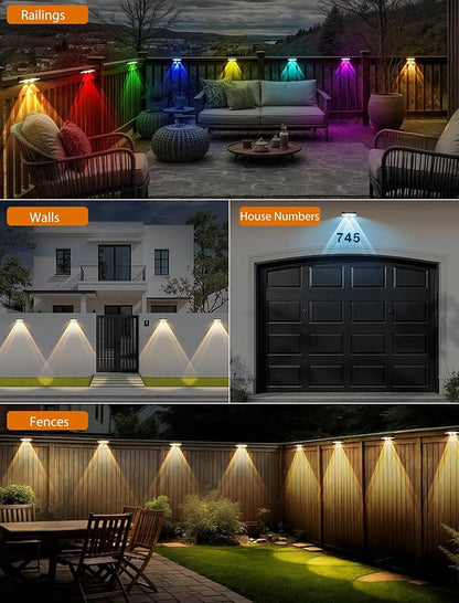 Solar Fence Lights Outdoor, 7 Fixed Colors ＆ Color Changing IP65 Waterproof Solar Powered Lights Outdoor for Backyard/Patio/Fence/Wall/Deck/Step/Porch/Railings/Pool (16pack)