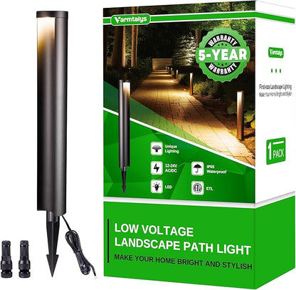 Landscape Path Lights, 12V Low Voltage Pathway Lights Wired, LED Outdoor Waterproof, 5W 200LM Black Aluminum for Yard Walkway Driveway Garden