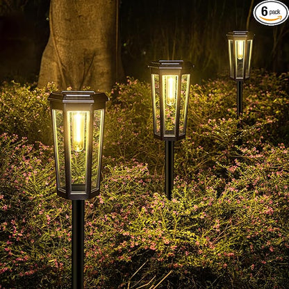 Solar Pathway Lights 6 Pack, 2 Modes Auto On/Off 40 Lumens Waterproof IP65 Landscape Lighting, Solar Lights Outdoor Walkway, Outside Lights Solar Power for Yard Garden Patio