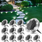 12-Pack Cool White Flat Solar Walkway Lights, Waterproof LED