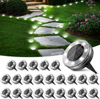 Solar Flat Disk Lights 24-Pack, Waterproof Driveway