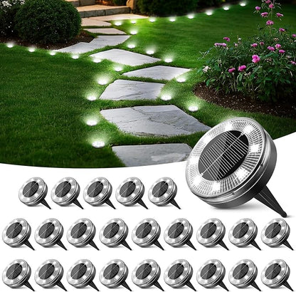 Peasur Mini Solar Ground Lights, 24 Pack Flat Solar Disc Lights Outdoor Waterproof, 2.3 Inch Small Solar Garden Lights Landscape Lighting for Outside Pathway Garden Yard Lawn Walkway,Cool White