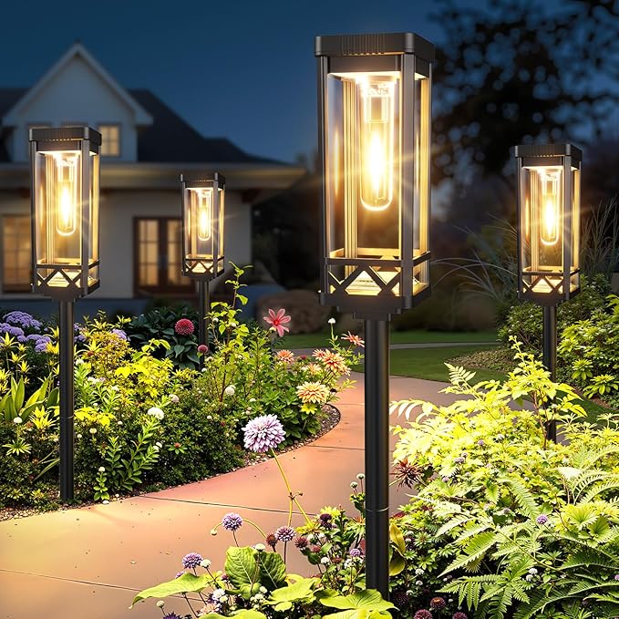 6-Pack Solar Path Lights, Outdoor Driveway LED
