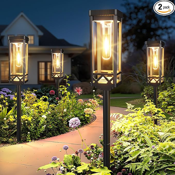 Solar Walkway Path Lights 2-Pack, Waterproof