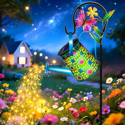 Solar Lights Outdoor Decorative, Blue Metal Solar Watering Can Lights Waterproof, Gifts for Women Mom Grandma Birthday, Hanging Lantern Decoration Garden Decor Yard Light for Outside Patio Lawn Porch