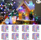 8-Pack Multicolor Patio String Lights, 16ft Weatherproof LED