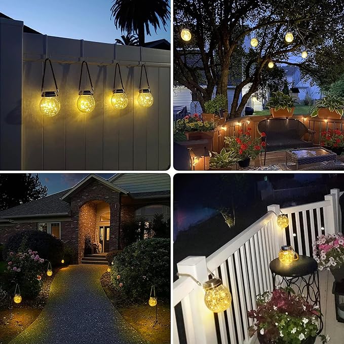 Solar Backyard Lanterns 4-Pack, Outdoor Hanging LED Decor