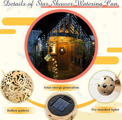 Honoson Solar Watering Can with Lights Solar Outdoor Garden Decor Fairy Water Can Hanging Lantern Landscape Sprinkle Waterproof Twinkle LED Decorative Gift for Women Yard Patio Pathway