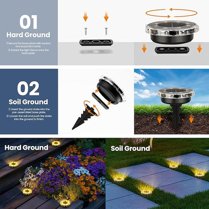 SOLPEX Solar Ground Lights 20 Pack, Solar Pathway Lights Outdoor Waterproof, Landscape Lighting for Garden, Walkway, Driveway, Yard, Deck, Patio, Swimming Pool (Warm White)