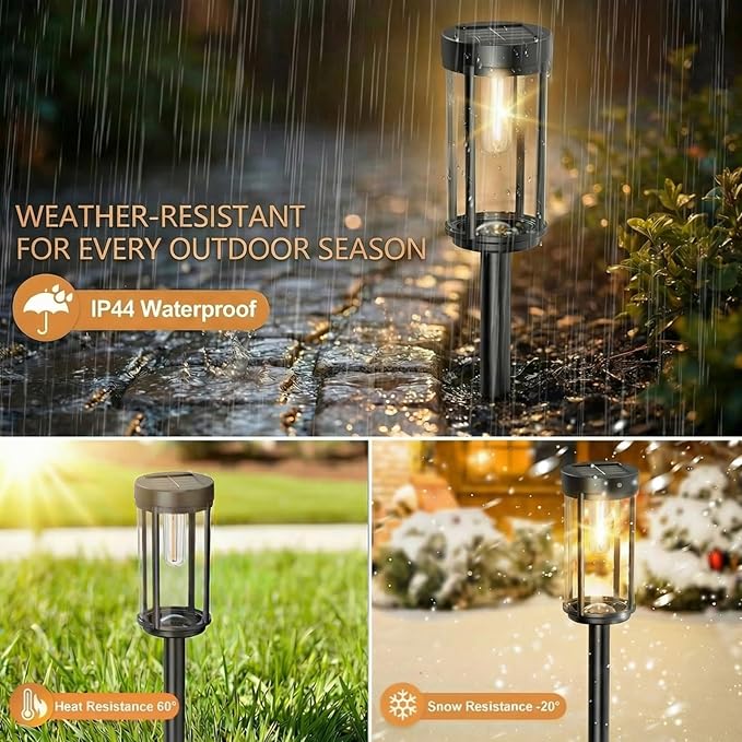 Sparkblaze 12 Pack Solar Pathway Lights Outdoor, Modern Classic Solar Garden Lights, Auto On/Off Landscape Lighting for Yard, Lawn, Patio, Walkway, Waterproof Solar Stake Lights. (12, Warm White)