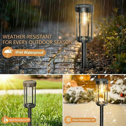 Sparkblaze 12 Pack Solar Pathway Lights Outdoor, Modern Classic Solar Garden Lights, Auto On/Off Landscape Lighting for Yard, Lawn, Patio, Walkway, Waterproof Solar Stake Lights. (12, Warm White)
