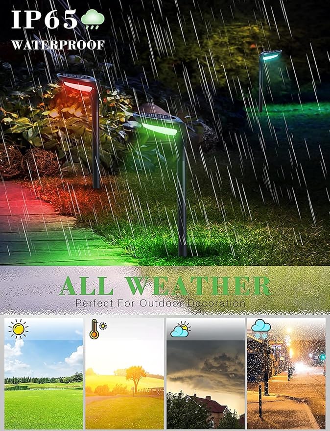 Color Solar Pathway Lights, 4-Pack Color Changing Solar Lights Outdoor Waterproof for Christmas Easter Halloween LED Garden Landscape Light Solar Powered for Yard Path Patio Driveway Lawn