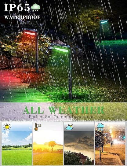 Color Solar Pathway Lights, 4-Pack Color Changing Solar Lights Outdoor Waterproof for Christmas Easter Halloween LED Garden Landscape Light Solar Powered for Yard Path Patio Driveway Lawn