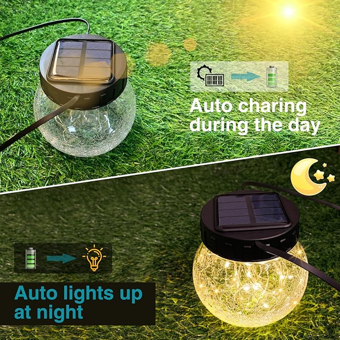 18-Pack Metal Globe Solar Lanterns for Yard, Waterproof LED