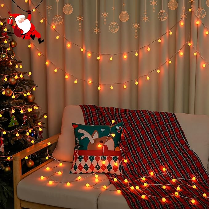 100 LED Christmas Twinkle Lights, 33ft Waterproof for Yard