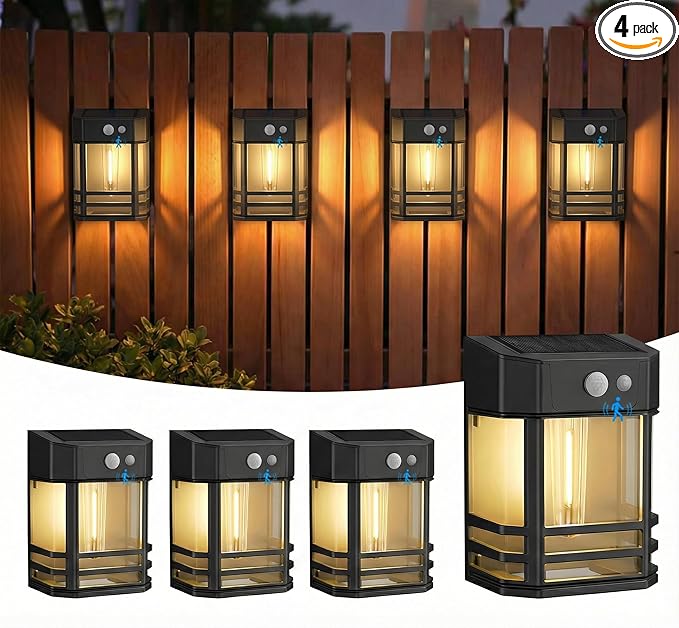 4-Pack Solar Deck Lights, Waterproof LED