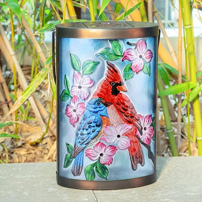 Hanging Solar Lantern Outdoor Bluebird Waterproof LED Cardinal Light Decorative Tabletop Lamp for Patio Garden Yard Decor