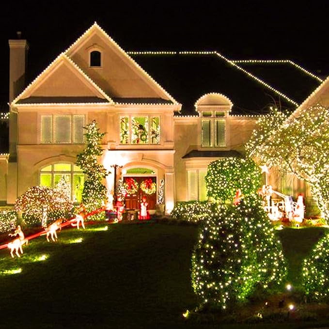 Dazzle Bright Battery Operated Christmas Lights, 2 Pack Total 32FT 100LED Clear Mini String Lights Waterproof with 8 Modes for Xmas Indoor Outdoor Yard Holiday Wedding Decorations (Warm White)