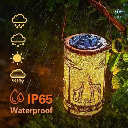Giraffe Solar Lanterns Outdoor Waterproof Hanging Solar Lights Giraffe Gifts for Women Men Metal Decorative LED Giraffe Lanterns for Garden Decor,Yard,Patio,Lawn,Tabletop,Pathway,Landscape