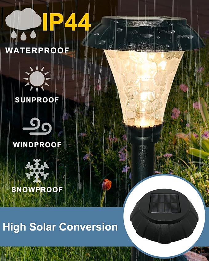 Solar Pathway Lights,6 Pack Solar Lights Outdoor Waterproof,Outdoor Solar Lights for Yard,Lawn,Patios, Garden,Landscape,Walkway,Driveway