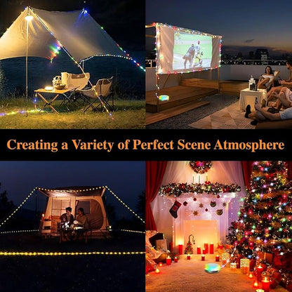 Camping String Lights, 4000mAh Rechargeable Tent Lights with 13 Lighting Modes, 32.8ft Retractable Waterproof Camp Light, Outdoor Portable Lights for Tent, Travel, Garden Decoration