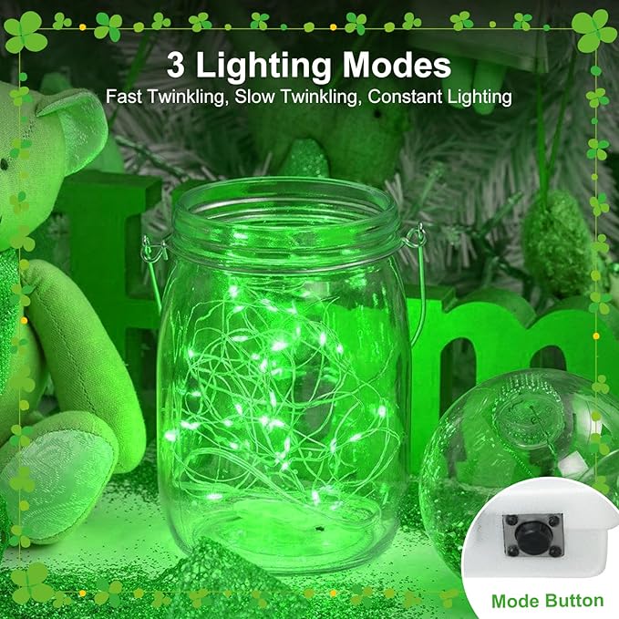 12-Pack Outdoor String Lights, 7ft Green Waterproof LED