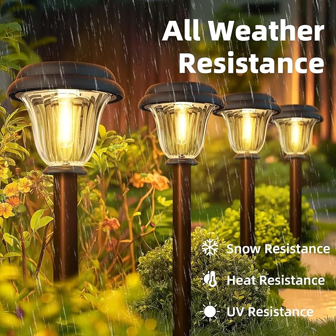 6-Pack Solar Pathway Lights, Waterproof LED Garden Lights