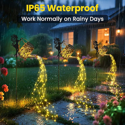 X-PREK Solar Lights Outdoor Waterproof, Fairy Solar Garden Lights Outdoor Decoration, Hummingbird Solar Watering Can Light Gardening Gifts for Mom Grandma 4 Packs