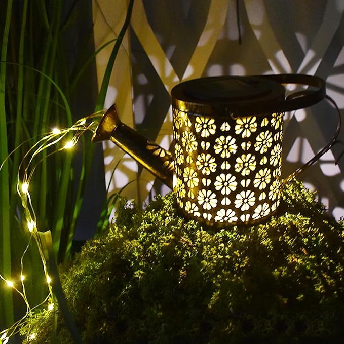 Solar Watering Can with Lights - Outdoor Garden Decor, Waterproof Hanging Lantern Landscape Light for Yard, Patio, Pathway - Solar Lights Outdoor (B)