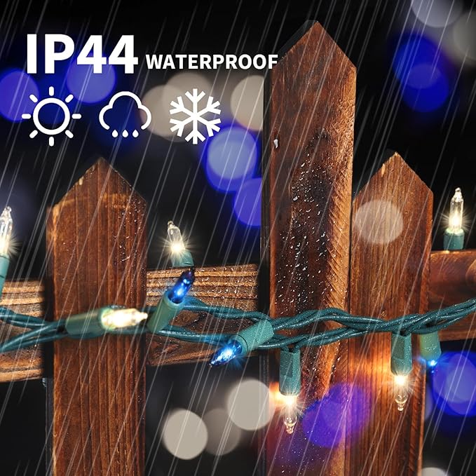 LAMPHOME Blue Clear Christmas String Lights, 100 ct 20FT Incandescent Mini Fairy Lights Set, UL Certified Green Wire Lights for Indoor Outdoor Halloween Holiday Home Xmas Tree Patio Décor