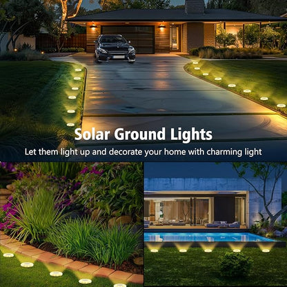 echosari Solar Ground Lights 6 Pack, Upgraded Solar Garden Lights Auto ON/Off Landscape Lighting Outdoor In-Ground Lights Waterproof Long Lasting for Pathway Walkway Patio (Warm White)