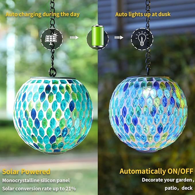 Mosaic Solar Lantern Set, Classic Outdoor Lighting