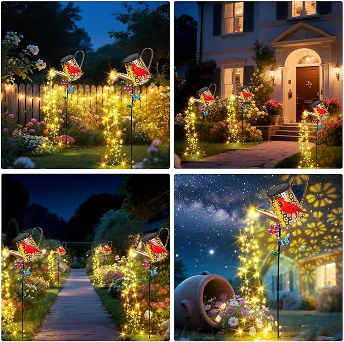 Red Solar Path Lights, Outdoor Yard LED