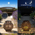 Courtyard Solar Hanging Lanterns 2-Pack, Metal Patio Decor