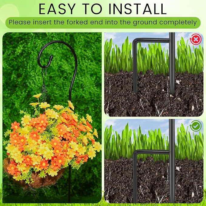 24-Pack 46" Shepherd's Hooks, Heavy-Duty Garden Stakes