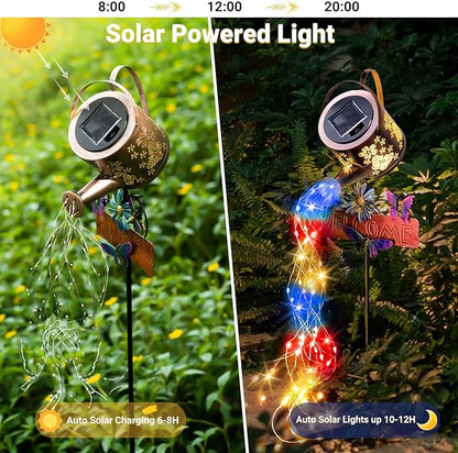 Solar Watering Can Light, Solar Lights Outdoor Decor, Garden Decor Lights for Yard, IP65 Waterproof Hanging Lantern Lights, Gifts for Women Mom, for Yard Patio Lawn Pathway Landscape (Multicolour)
