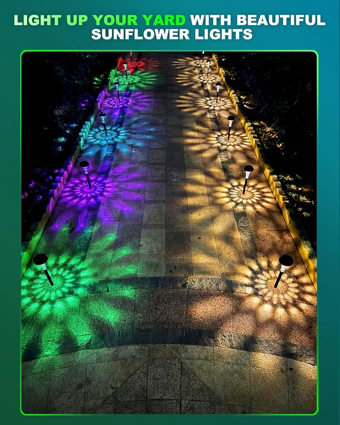 8-Pack Warm White Solar Path Lights, Outdoor Driveway LED
