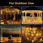 400 LED Christmas Twinkle Lights, 33ft Waterproof for Porch