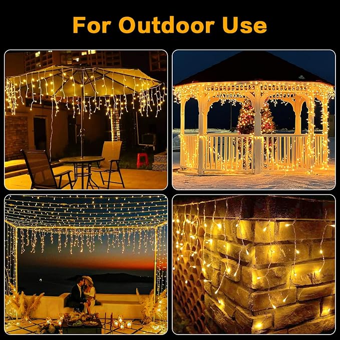 400 LED Christmas Twinkle Lights, 33ft Waterproof for Porch