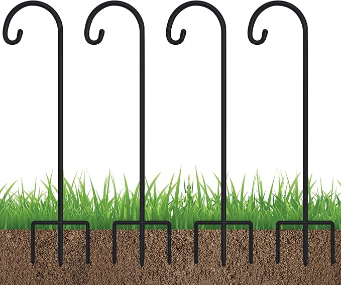 4-Pack 32" Shepherd's Hooks, Heavy-Duty Garden Stakes