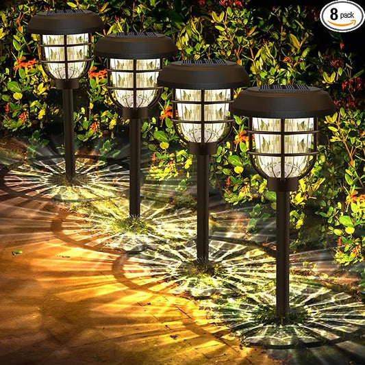 pearlstar Large Solar Pathway Lights Outdoor Waterproof 8 Pack Super Bright Solar Landscape Path Lights for Garden Lawn Walkway Driveway