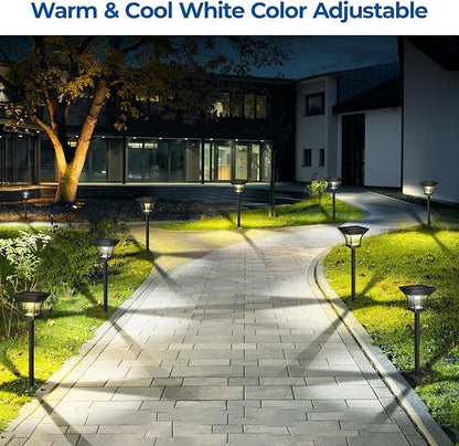 CINOTON 24 Pack RGBCW Solar Pathway Outdoor Lights, 3 Lighting Modes Solar LED Garden Lights, IP65 Waterproof Outside Solar Powered Landscape Lighting for Planter Lawn Pool Balcony RGB/Warm/Cold White