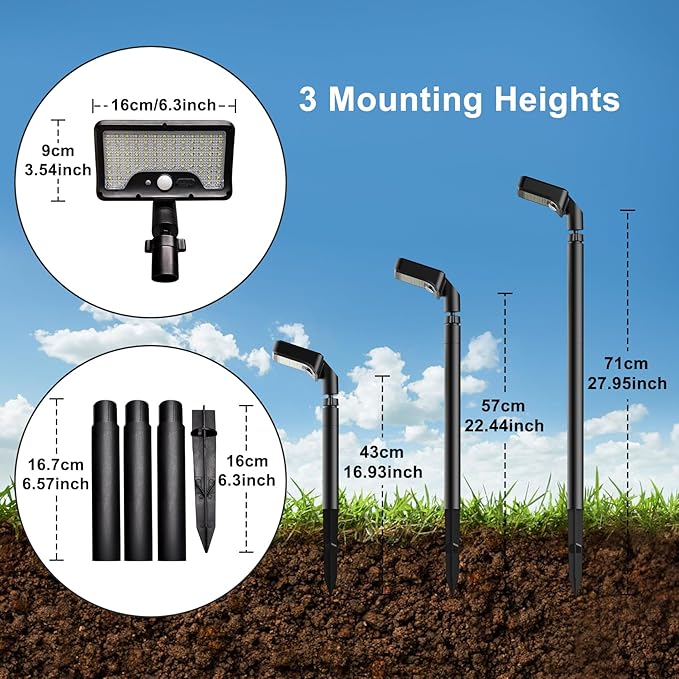 Tryme Solar Motion Lights Outdoor Waterproof 92 LEDs Bright Pathway Lights with Adjustable Angle & 3 Modes for Walkway, Driveway, Sidewalk, Garden, Yard, Patio, Landscaping (4 Pack)
