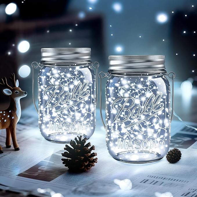 12-Pack Outdoor String Lights, Cool White Waterproof LED