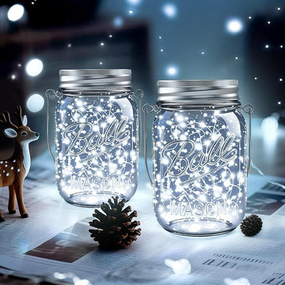 ZNYCYE Mason Jar Solar Lights for Outside, 12 Pack 30LED Fairy Lights Mason Jar Solar Lids Outdoor Waterproof String Lights with Hangers(NO Jars) for Patio Garden Yard Lawn Decoration - Cool White