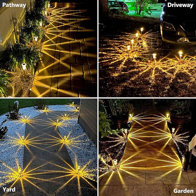 15-Pack Warm White Solar Path Lights, Outdoor Yard LED